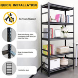 5-Tier Garage Shelving 2500LBS Storage Shelves Heavy Duty Adjustable Garage Shelves, Utility Rack Shelf, Shelving Units for Storage Warehouse Kitchen Pantry Closet, 47.2" W x 18" D x 78" H, Black Generic