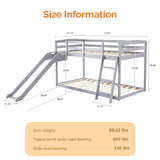 JOYMOR Bunk Bed with Curved Slide, Bunk Bed Twin Over Twin, Toddler Bunk Bed with Slide and Angled Ladder, Solid Pine Wood Slide Bed,14" Safety Guardrail, Anti-Slip Steps JOYMOR