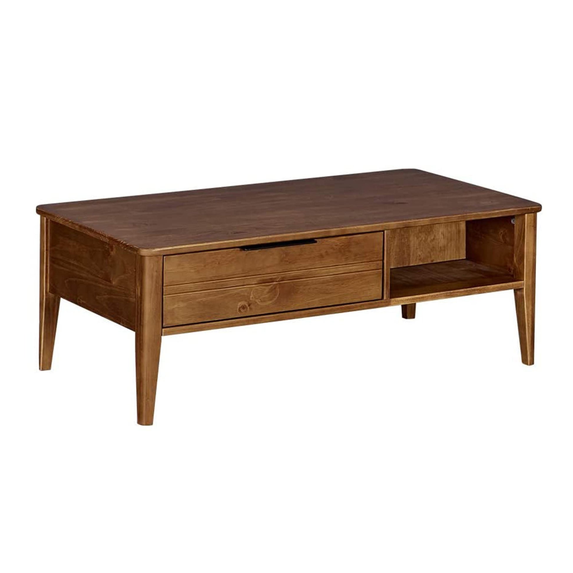 MUSEHOMEINC California Mid-Century Solid Wood Rectangle Coffee Table with Storage Drawer for Living Room/Cocktail Height Design, Honey Brown Finish - WoodArtSupply