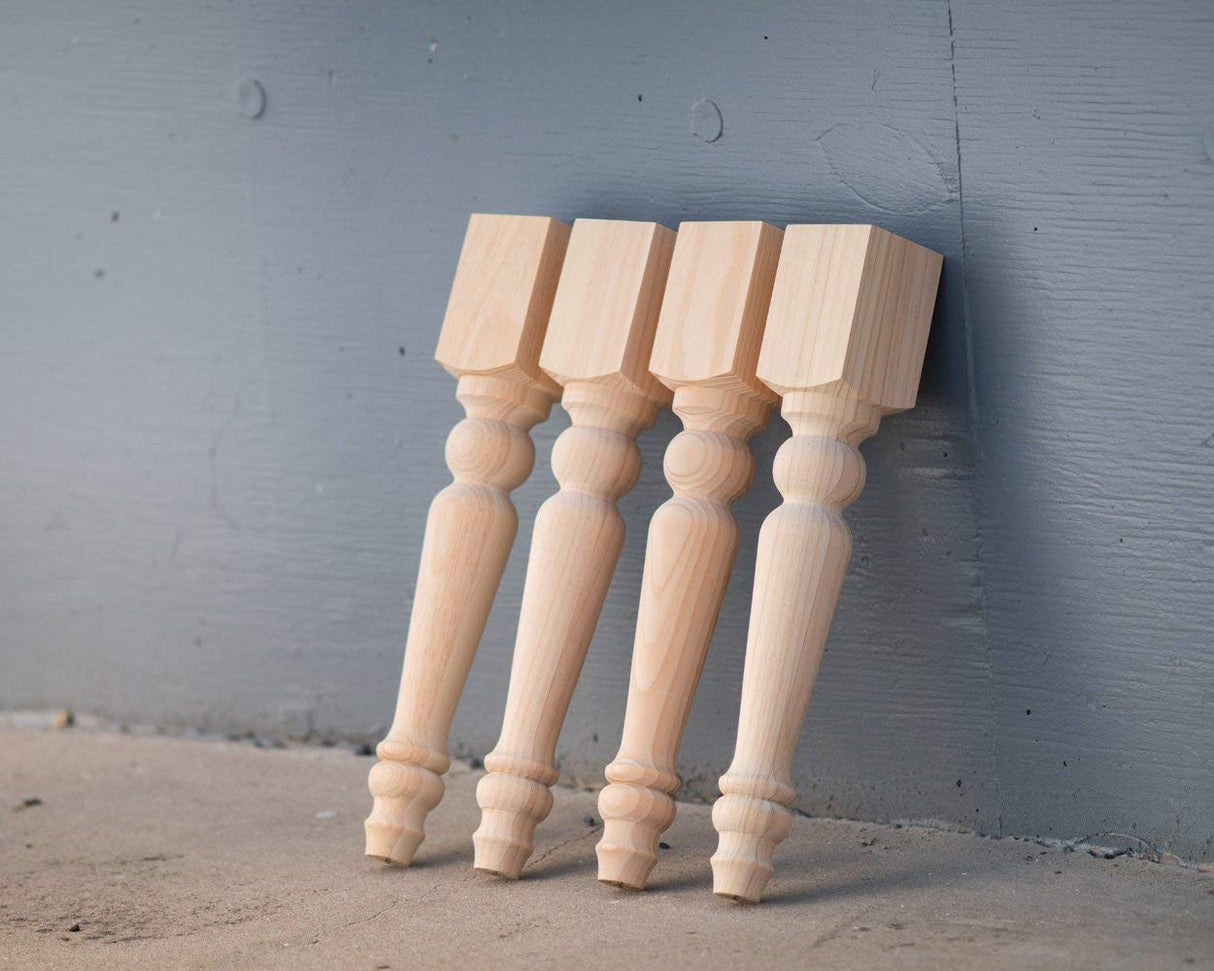 CAROLINA LEG CO. Knotty Pine Chunky Cottage Bench Legs - Made in USA - Replacement Coffee Table Legs - Set of 4 - Dimensions: 2.75" x 16" CAROLINA LEG CO.