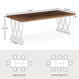 Tribesigns Dining Table for 6-8 People, 70.86-Inch Rectangle Wood Kitchen Table, Dinner Table with Heavy Duty Metal Frame for Kitchen, Living Room (Retro Brown & White, Without Chair) Tribesigns