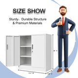 YEEZER Metal Storage Cabinet, 36" Lockable Garage Cabinet with Doors and Shelves, Steel Storage Cabinets with Adjustable Shelf for Home Office and Garage (White) YEEZER