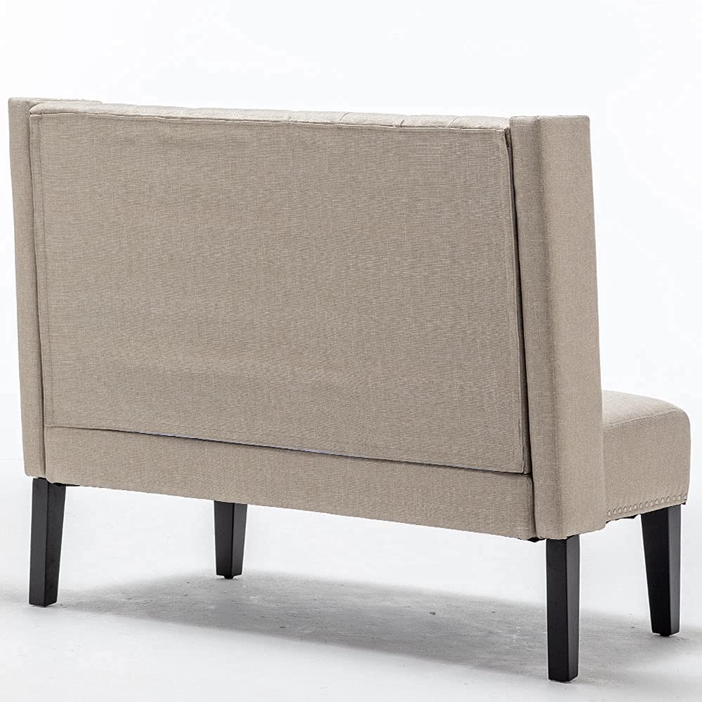 Andeworld Modern Loveseat Settee Bench Sofa Couch, Upholstered Banquette Dining Bench with Back for Dining Living Room Hallway or Entryway Seating,Putty Andeworld