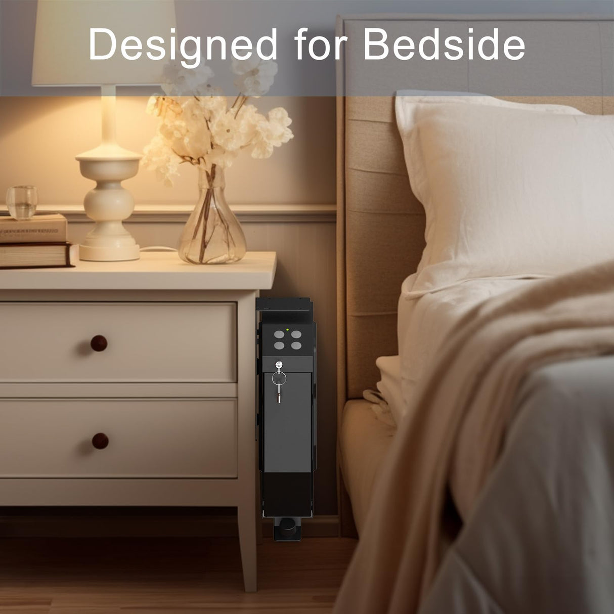 VERPROOF Gun Safe Quick Access Handgun Firearm Safes for Pistols Drop Down Single Gun Safety for Nightstand Wall Mount Bedside Desk Vehicle Bed Personal Safe with Keypad Lock and Key Lock VERPROOF