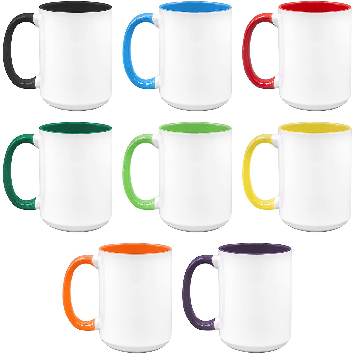 KisSealed 8 Pack Sublimation Mugs Blank,15oz Sublimacion Coffee Mugs Ceramic Cups with Box,Tazas Para Sublimacion,Bulk Mugs for Milk Tea Latte Hot Cocoa,8 Colors