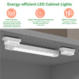 FJTJBSI 50" LED Kitchen Pantry Cabinet Grey Storage Cabinet Food Pantry with Doors and Adjustable Shelves Freestanding Buffet Cupboards Sideboard for Kitchen Living Room and Dinning Room FJTJBSI