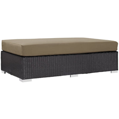 Modway Convene Wicker Rattan Outdoor Patio Rectangle Ottoman in Espresso Mocha