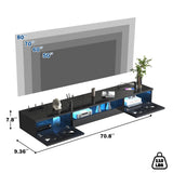 ANTISTA Floating TV Stand, 71" Floating Entertainment Center Wall Mounted,Floating Wall Mounted TV Shelf with Led Lights and Power Outlet,Modern High Gloss tv Cabinet Media Console with Storage ANTISTA