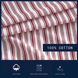Nautica - Twin Fitted Sheet, Crisp Cotton Percale Bedding, Single Ply Woven, Lightweight for Year Round Use, Oeko-Tex Certified (Coleridge Stripe Red) Nautica