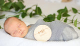 DECLAN & DELANEY Monthly Baby Milestone Cards | 16 Wooden Milestone Discs, Includes Boy/Girl Birth Announcement Sign | Baby Monthly Milestone Props Declan & Delaney