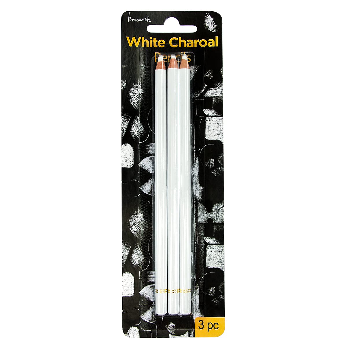 Professional White Charcoal Pencils Set - Brusarth 3 Pieces Sketch Highlight White Pencils for Drawing, Sketching, Shading, Blending, White Chalk Pencils for Beginners & Artists Brusarth