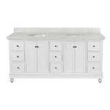 Kitchen Bath Collection Bella 72-inch Double Bathroom Vanity (Engineered Marble/White): Includes White Cabinet with Engineered Marble Countertop and White Ceramic Sinks Kitchen Bath Collection
