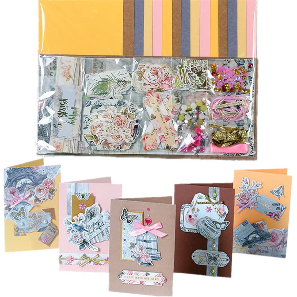 Gigicloud Paper Card Making Kits Colorful Handmade Greeting Card Kits Diy Making Material Set For Birthday Invitation, Thanksgiving, Christmas,Holiday,Baby Shower Gigicloud