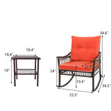 CIRMUBUY 6-Piece Patio Furniture Set,Outdoor Rocking Chairs Set of 2, Patio Conversation Set with 4 Wicker Chairs with 2 Glass Coffee Tables and Cushions for Backyard, Bistro (Carrot) CIRMUBUY