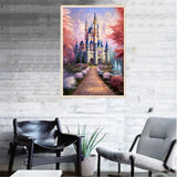 DIY 5D Diamond Art Painting Kit Cartoon Cross Stitch Diamond Art Painting Picture Kit Canvas Diamond Rhinestone Crystal Cross Stitch Embroidery Picture Adult Home Decor Wall Decor -pink castle HexinYigjly