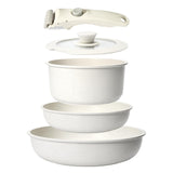 GiPP 5Pcs Pots and Pans Set Non Stick, Cookware Sets Nonstick Detachable Handle, Induction Kitchen Set Removable Handle, RV Cookware set, Oven Safe GiPP