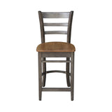 International Concepts Emily Counterheight Stool - 24-inch Seat Height, Hickory/Washed Coal (S45-6172) IC International Concepts