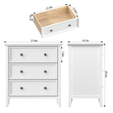 IKENO Nightstand with 3 Drawers and Charging Station, Solid Wood Dresser Organizer for Bedroom IKENO