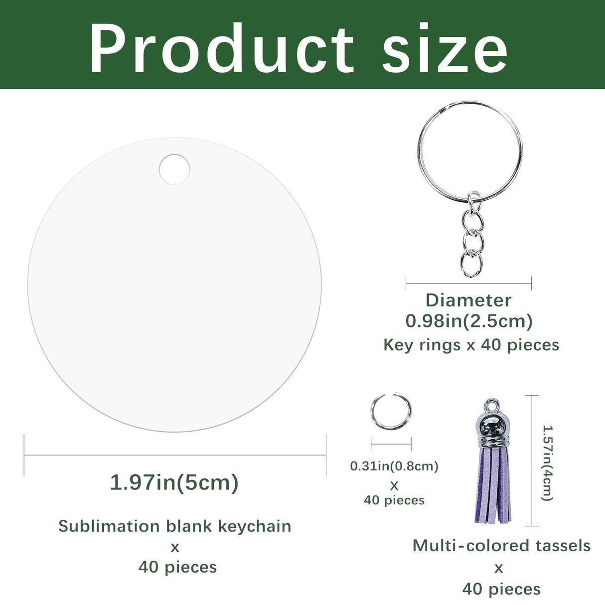 GEKIXUTP 160 Pcs metal Sublimation Keychain Blanks Bulk,Double Sided Sublimation Blanks Keychain Heat Transfer Keychain Blanks with Tassels,Sublimation Ornament Blanks key chain GEKIXUTP