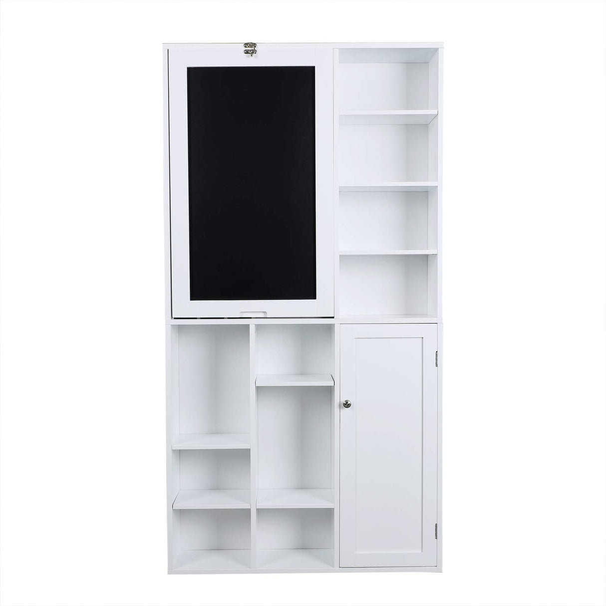 Utopia Alley Collapsible Fold Down Desk Table | Computer Desk with Large Storage Cabinet & Bottom Shelves, Stylish Furniture for Home Office, Crafting, and More (White) Utopia Alley