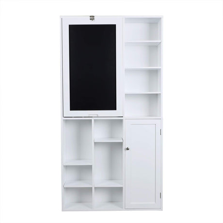 Utopia Alley Collapsible Fold Down Desk Table | Computer Desk with Large Storage Cabinet & Bottom Shelves, Stylish Furniture for Home Office, Crafting, and More (White) Utopia Alley