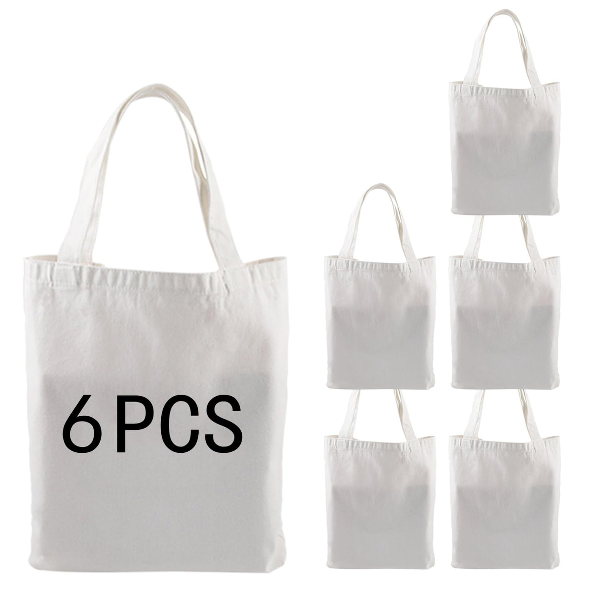 ORJ 6 PCS Sublimation Tote Bags, blank canvas tote bags for sublimation,polyester tote bags for DIY Crafting and graffiti 12.2 * 14.2 in ORJ
