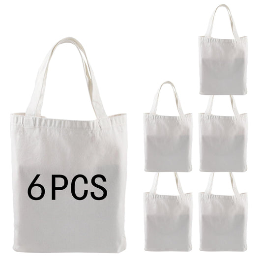 ORJ 6 PCS Sublimation Tote Bags, blank canvas tote bags for sublimation,polyester tote bags for DIY Crafting and graffiti 12.2 * 14.2 in