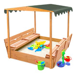 Badger Basket Covered Convertible Cedar Sandbox with Canopy and Bench Seats Badger Basket