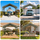 Patiowell 10'x15' Metal Carport, Heavy Duty Carport Canopy with Reinforced Frame and Galvanized Steel Roof, All-Weather Outdoor Car Shelter for Car, Truck, Boat and Tractor, Black Patiowell