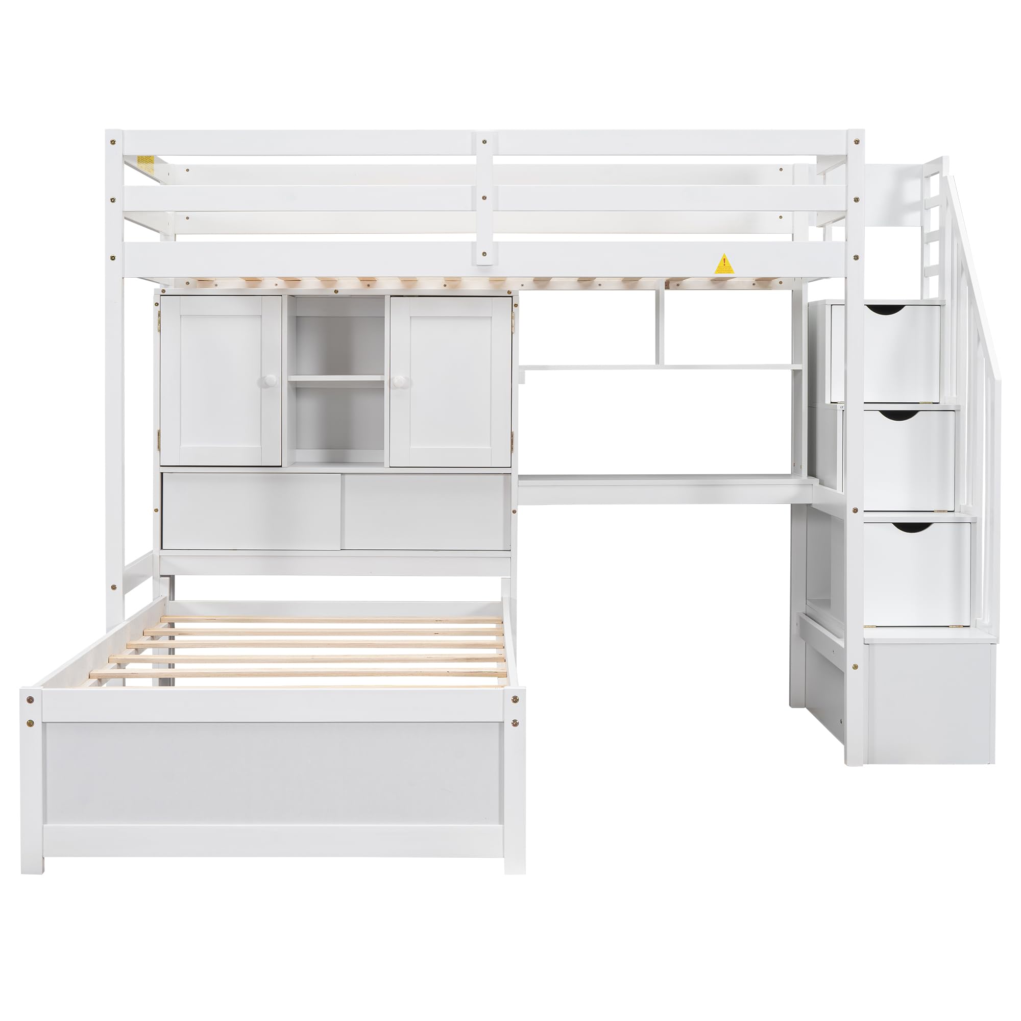 Harper & Bright Designs Wood Frame Twin Size Loft Bed - Thumbnail 3