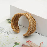 Natural Rattan Bracelet Handmade Lightweight Straw Wicker Braid Woven Bangle Bracelet Ethnic Chunky Bracelet for Women Jewelry-A WoodArtSupply