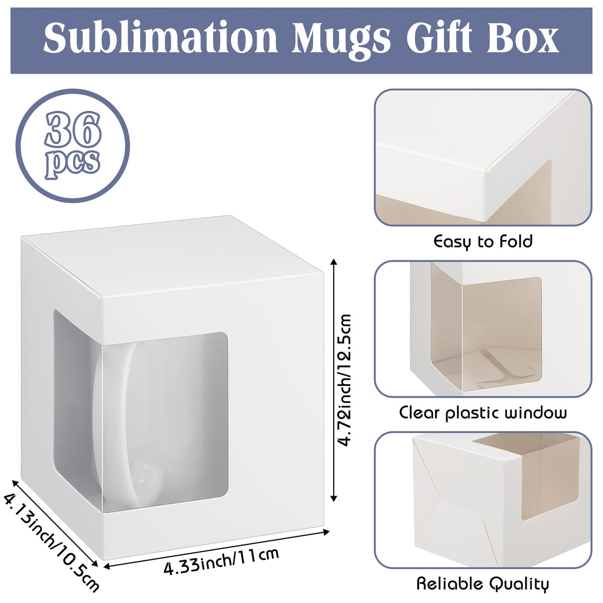 Harloon 36 Pack Mug Boxes for Gifts Coffee Mugs Boxes Gift Boxes for Shipping Sublimation Mugs Transparent Wine Glass Gift Packaging Box for Blanks 11oz, 12oz, 15oz Gift Wrapping (White) Harloon