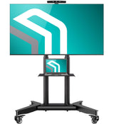 ONKRON Mobile TV Stand on Wheels for 32-75 Inch TVs up to 132 lbs, Height Adjustable TV Stand Portable 200x200-600x400 VESA Mobile TV Cart Rolling TV Stand with Shelf/TV Movable Stand Black ONKRON