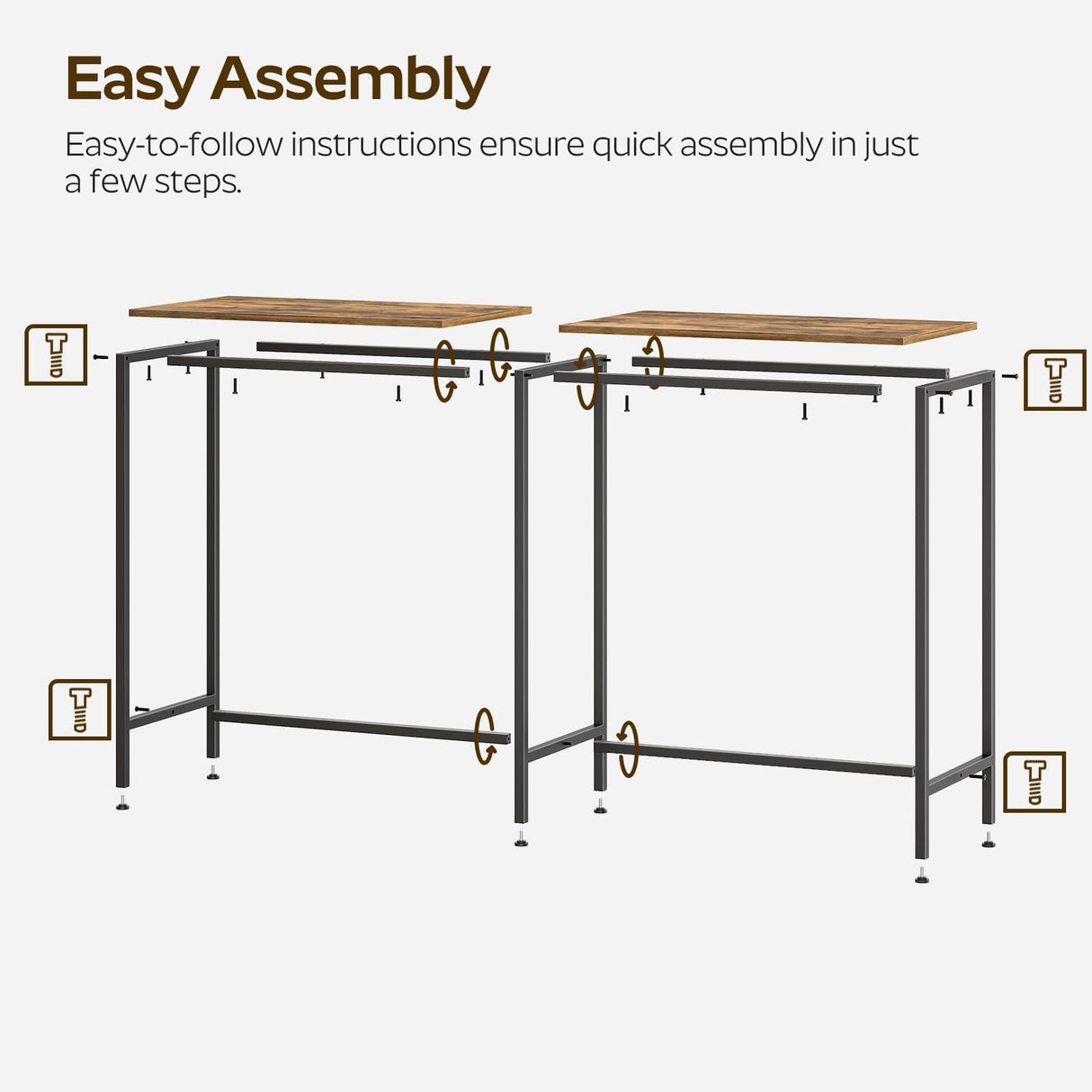 YATINEY 55" Long Bar Table, Counter Bar Height Table, High Top Table, Rectangular Hightop Table, Bar Pub Table, for Kitchen, Living Room, Dining Table, Entryway, Rustic Brown and Black BT04BR YATINEY