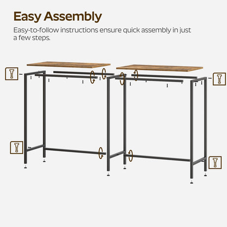 YATINEY 55" Long Bar Table, Counter Bar Height Table, High Top Table, Rectangular Hightop Table, Bar Pub Table, for Kitchen, Living Room, Dining Table, Entryway, Rustic Brown and Black BT04BR YATINEY