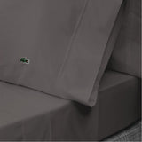 Lacoste 100% Cotton Percale 4-Piece Sheet Set – Cool, Crisp, Matte, and Durable, Oeko-Tex Certified – Solid, Dark Gray, Queen Lacoste