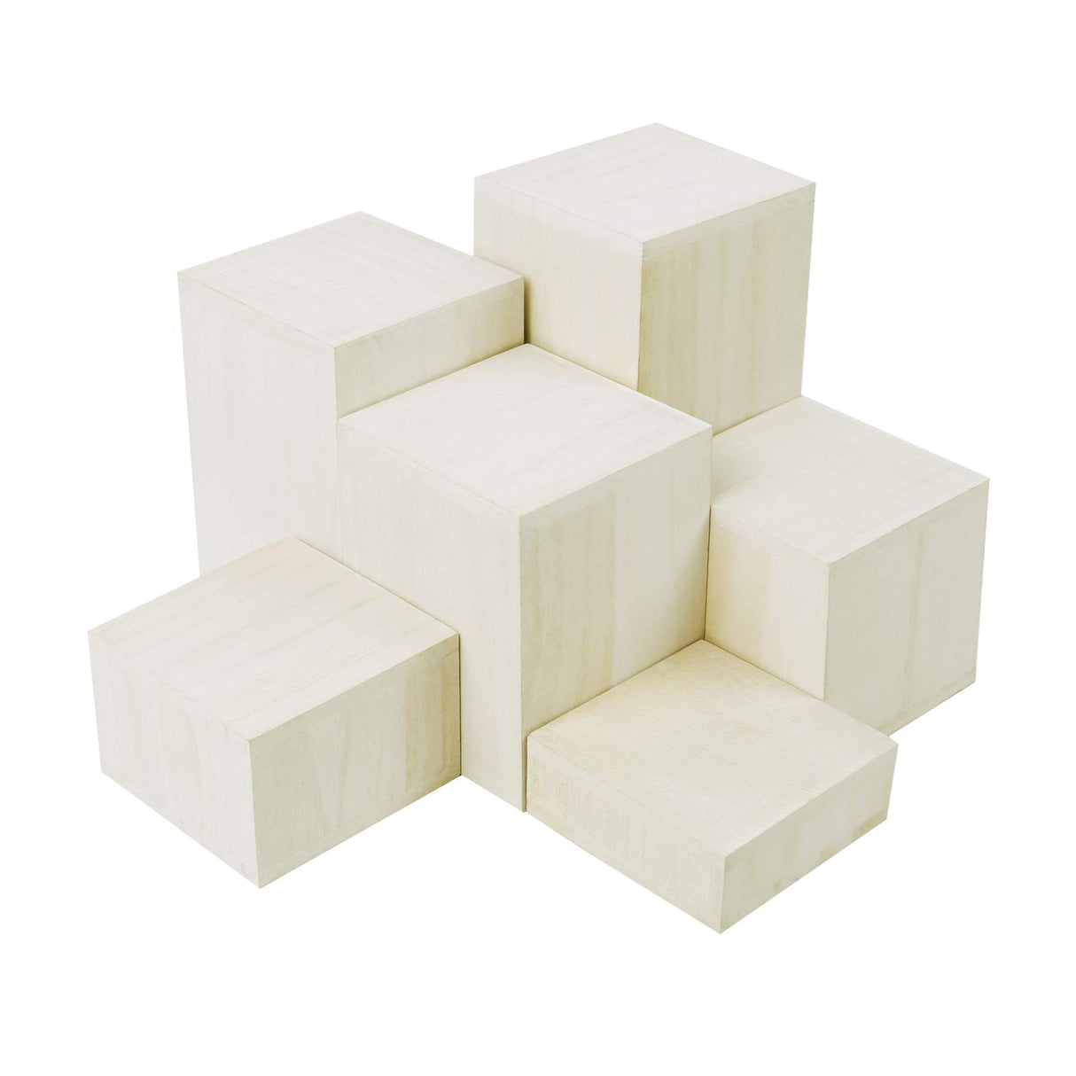 MOOCA Wooden 6 Pcs Square Risers for Display Jewelry and Accessories Display Stand Wooden Risers For Jewelry Figurine, Wash White MOOCA