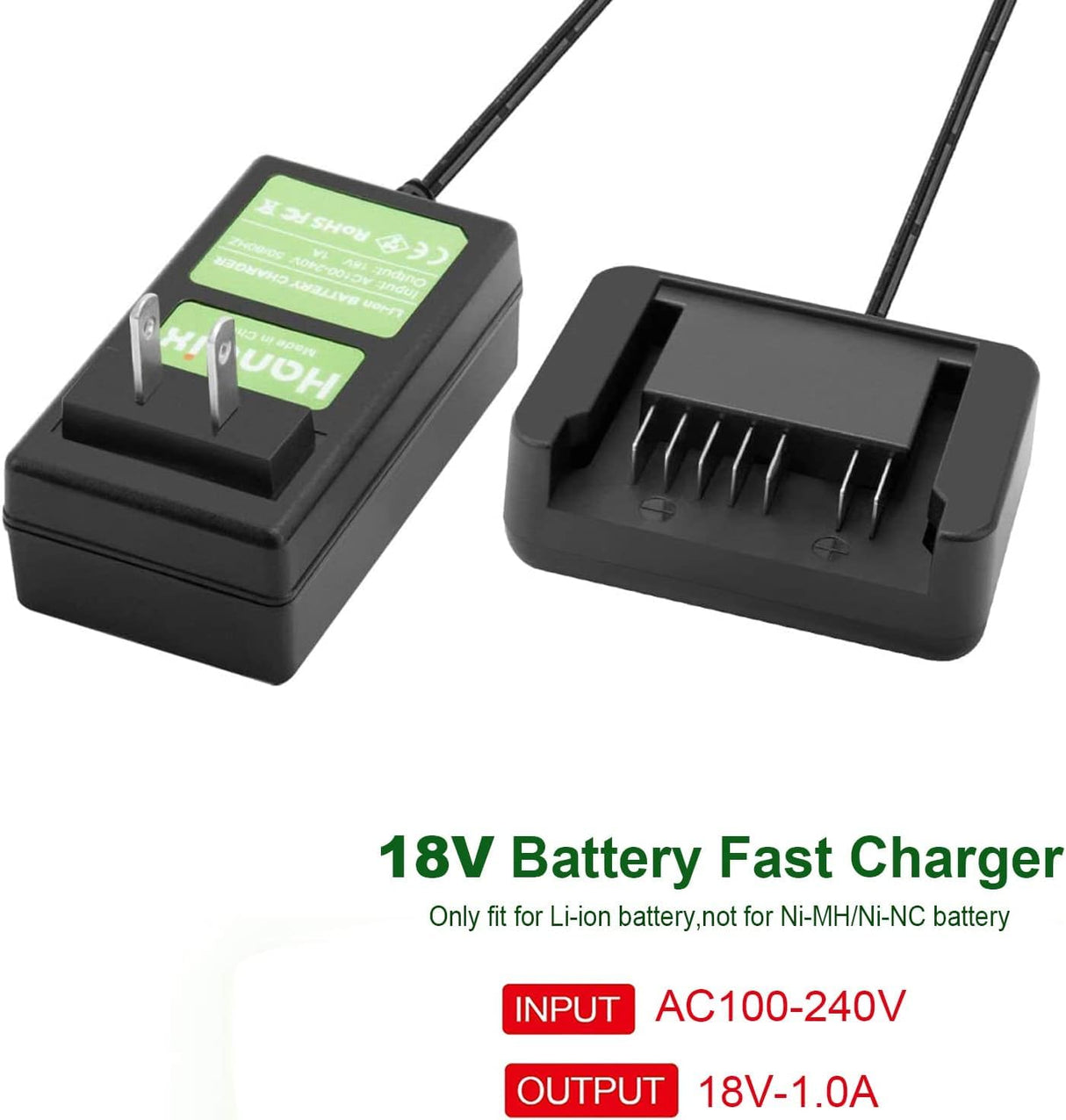 Hanaix 3.0Ah 18V Battery and Charger Set for Hitachi BSL1815X BSL1815S BSL1830 BSL1830C 330139 330557 339782 Li-ion Replacement Battery Hanaix