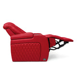 Seatcraft Diamante - Home Theater Seating - Living Room - Power Recline - Italian Leather - Powered Headrests - Cupholders - USB Charging - Ambient Lighting - Arm Storage, Red, Row of 2 Seatcraft