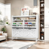 DWVO White Farmhouse Storage Shoe Cabinet with 4 Flip Drawers for 24 Pairs,Shoe Organizer with Metal Legs for Entryway, Living Room, Hallway DWVO