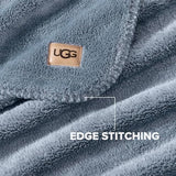 UGG Whitecap Twin Blanket, Soft Cozy Fleece Blanket for Bed, Luxury Fluffy Oversized Throw for Couch, Washable Twin XL Bedding, Dorm Essentials, 66" x 90", Denim Blue UGG