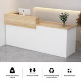 BUSHUGUANG Modern Reception Desk, 39-95 Inch Front Counter Table, Reception Desk with Storage Shelves, Wooden Computer Desk for Salon, Restaurant, Office Black/Left 59''W x 23.5''D x 39.4''H BUSHUGUANG