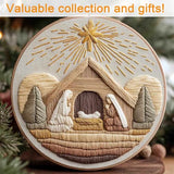 REEWISLY 4set Christmas Embroidery Kit for Adults Beginners, 4 Nativity Scenes with 2 Hoops, Counted Cross Stitch Kits with Floss & Needles, Beginner Embroidery Starter Kit for Handmade Holiday Decor