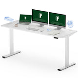 FLEXISPOT EN1 Large Electric Stand Up Desk 60 x 24 inch Whole-Piece Desktop Ergonomic Memory Controller Height Adjustable Standing Desk (White Frame FLEXISPOT