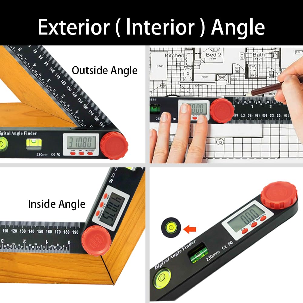 NORTOOLS Digital Angle Finder Protractor,7inch 0-360 degree LCD Digital Protractfor Angle Finder Ruler, Angle Measuring Tool for Woodworking/Carpenter/Construction/DIY Measurement - WoodArtSupply