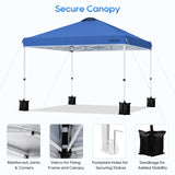 LuckIn 10×10 Pop Up Canopy Tent, Patented One Push Instant Canopy with Wheeled Carry Bag, Heavy Duty Shade Tent for Outdoor, Includes 150D Silver Coated Cover, 8 Stakes, 4 Ropes, 4 Weight Bags, Blue LuckIn