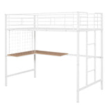 Harper & Bright Designs Twin Size Metal Loft Bed Frame, Loft Bed with L-Shape Desk and Metal Grid, Space Saving Loft Bed with Desk Underneath for Kids,Teens,White Harper & Bright Designs