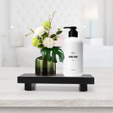 Small Bathroom Counter Organizer Tray Decorative Wood Display Pedestal Stand Kitchen Counter Soap Tray Wooden Risers for Bathroom Sink Accessories Vanity Black Bathroom Decor Dish Soap Holder Renawe