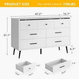 YITAHOME White Dresser TV Stand for 55 Inch TV/ 7 Drawer Dresser Entertainment Center/Console Table with Metal Handles & Anti-Tipping Device for Living Room/Bedroom YITAHOME