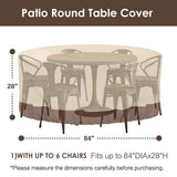 Vailge Round Patio Furniture Covers, 100% Waterproof Outdoor Table Chair Set Covers, Anti-Fading Cover for Outdoor Furniture Set, UV Resistant, 84"DIAx28"H, Beige & Brown Vailge